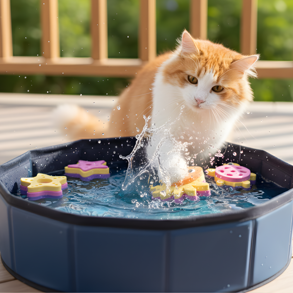 SplashNest │ Foldable Cat Water Play Pool