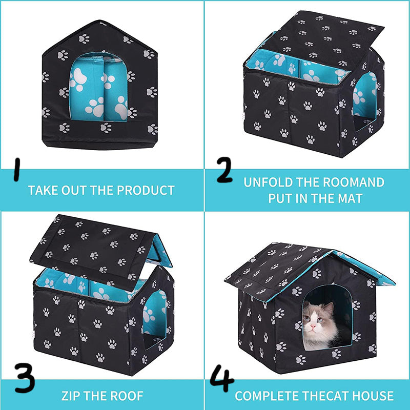 ThermaPaw │ Cat House with Self Warming Pad