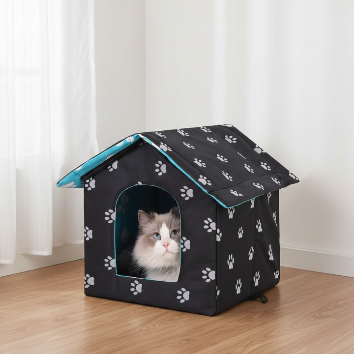 ThermaPaw │ Cat House with Self Warming Pad