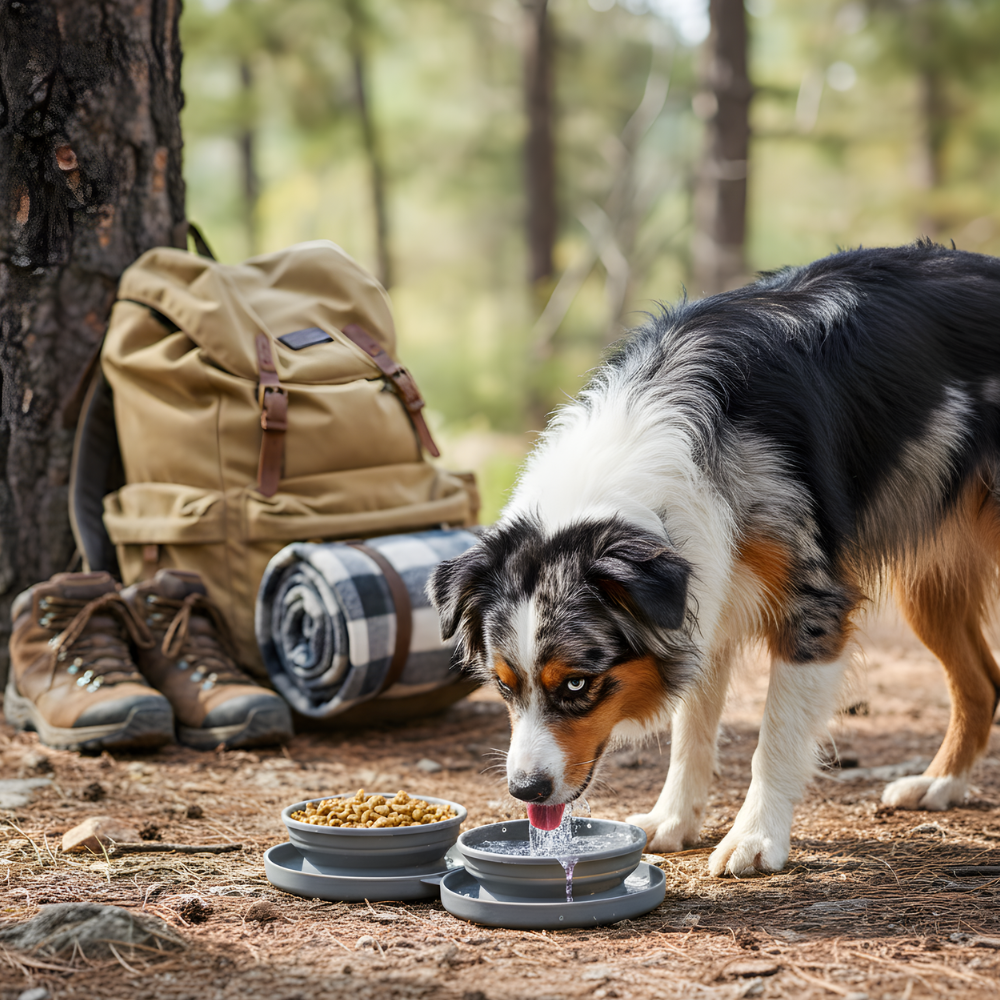 TrailFeast │ Compact Dual Foldable Dog Travel Bowl