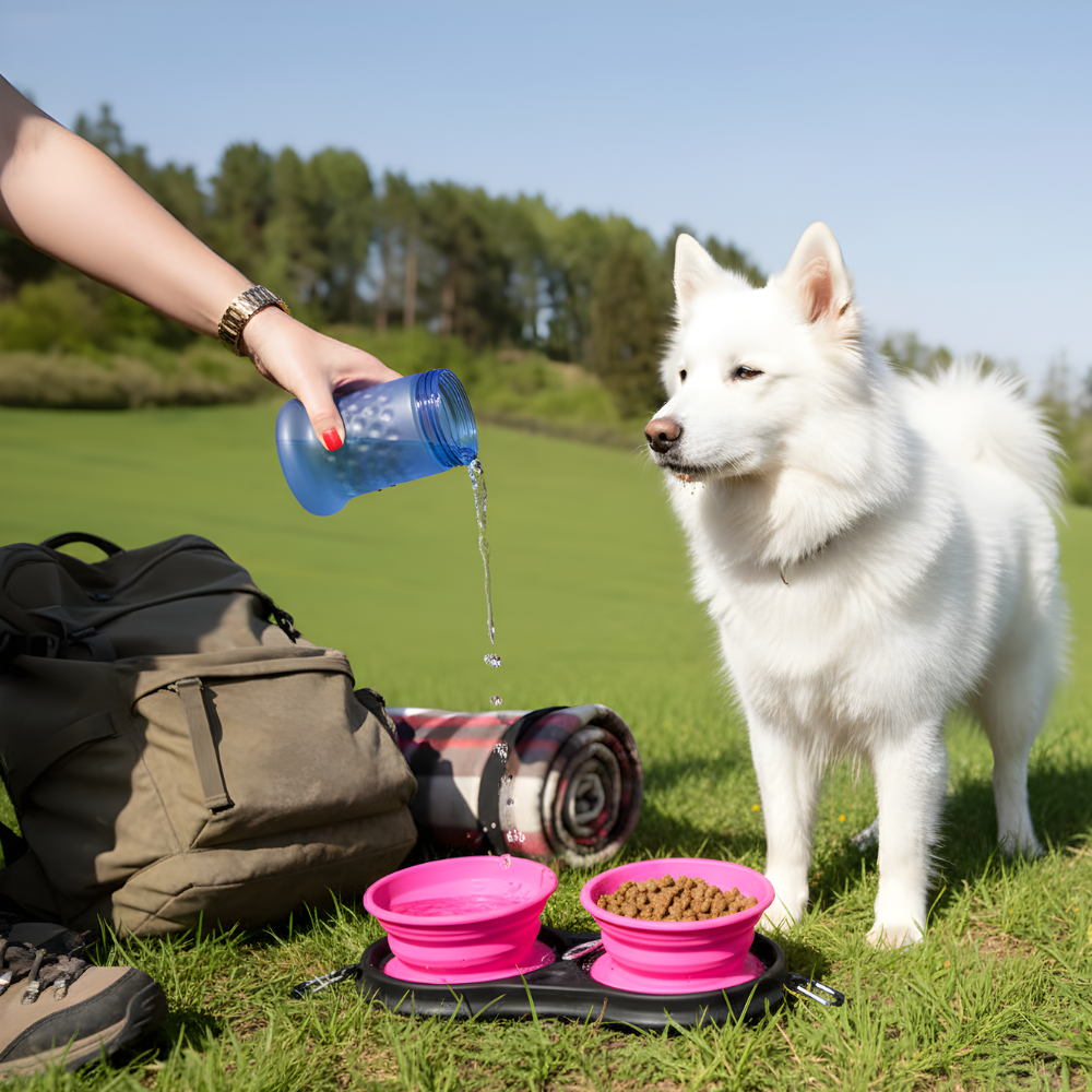 TrailFeast │ Compact Dual Foldable Dog Travel Bowl