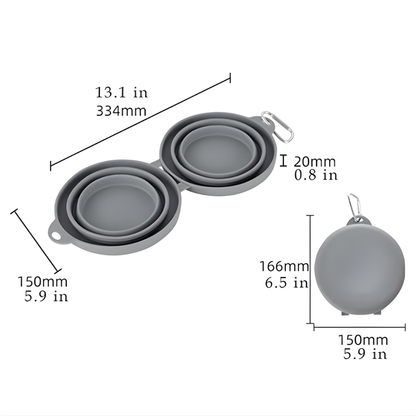 TrailFeast │ Compact Dual Foldable Dog Travel Bowl