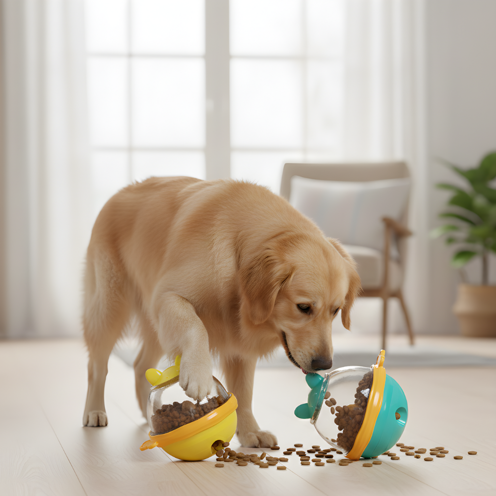 TreatTumble │ Interactive Rolling Dog Treat Dispenser Toy