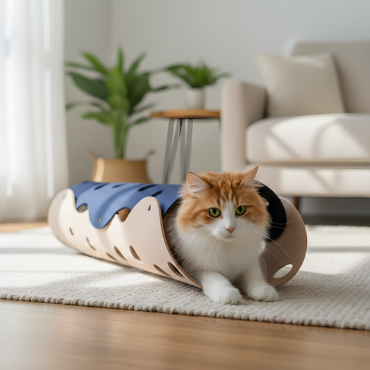 TunnelPaws │ Soft Foldable Play Tunnel and Cozy Hideout for Cats