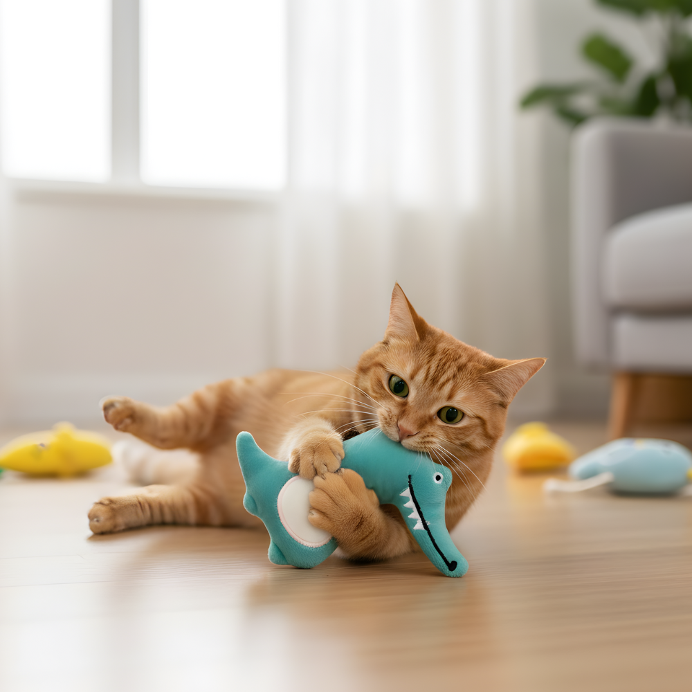 WhiskerSnugs │ Catnip Plush Cat Toy Set for Comfort & Play